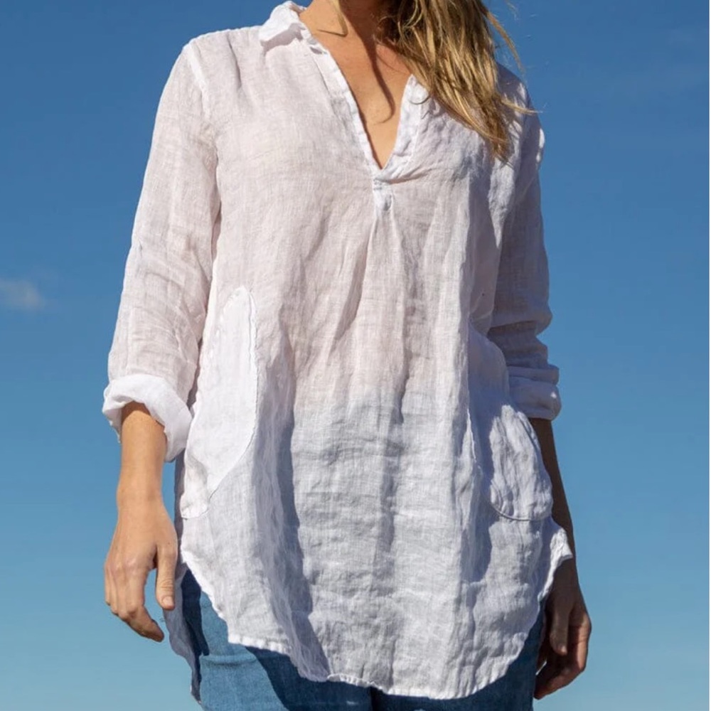 cp shades white linen “teton” tunic